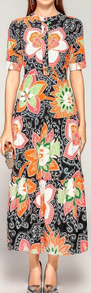 Long Floral Print Dress