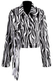Zebra-Print Tassel Jacket