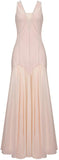 Low-Cut Beaded Stretch Mesh Gown