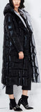 Metallic Silver & Black Reversible Puffer Coat