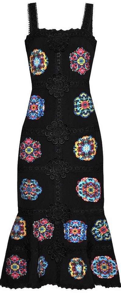 Embroidered Flared Midi Dress - Black or White | DESIGNER INSPIRED FASHIONS
