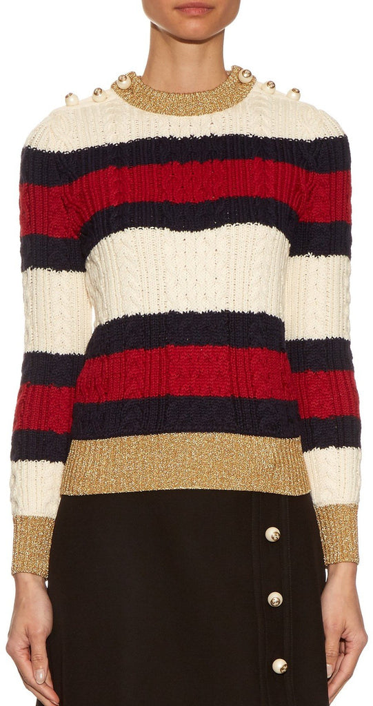 Striped Wool Knit Sweater - DESIGNER INSPIRED FASHIONS