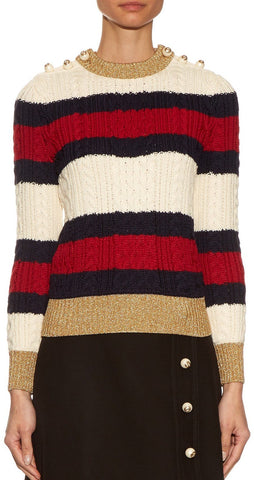 Striped Wool Knit Sweater - DESIGNER INSPIRED FASHIONS