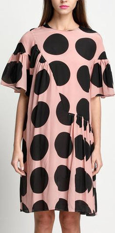 Polka Dot Print Boxy Silk Shift Dress *Limited Stock*