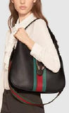 Dionysus Medium Web-Stripe Hobo Bag, Black