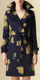Floral Printed Trench Coat in Blue