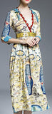 'Carte De Tendre' Map Printed Sequin Embellished Midi Dress - DESIGNER INSPIRED FASHIONS
