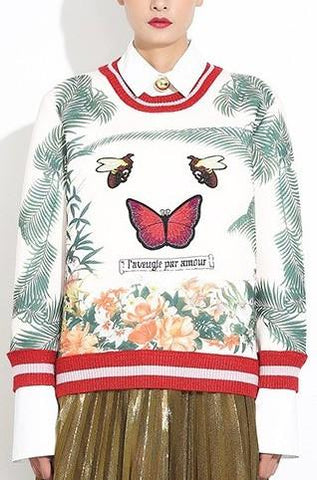 Embroidered Cotton Sweatshirt - DESIGNER INSPIRED FASHIONS