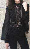 Lace Detail Top in Black - DESIGNER INSPIRED FASHIONS