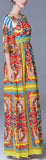 'Carretto' Multicolored Printed Satin Maxi Dress - DESIGNER INSPIRED FASHIONS
