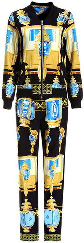 Printed Zip Jacket and Pant Set