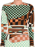 Abstract-Geometric Print Jersey Silk Dress