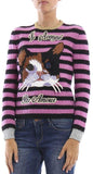 Cat Embroidered Striped Knit Sweater - DESIGNER INSPIRED FASHIONS