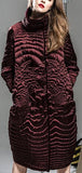 Embroidered White-Goose-Down Coat in Wine Red or Black - DESIGNER INSPIRED FASHIONS