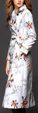 Snowflake Printed Coat in White - DESIGNER INSPIRED FASHIONS