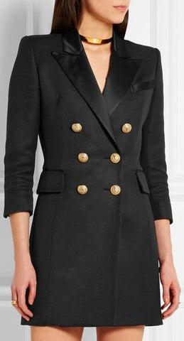 Double-breasted Suit Jacket-Dress in Black - DESIGNER INSPIRED FASHIONS