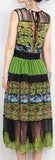 Lace Paneled Sleeveless Printed Dress in Green - DESIGNER INSPIRED FASHIONS