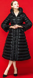 Thick White-Duck-Down Flared Puffer Coat in Black - DESIGNER INSPIRED FASHIONS