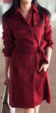 'Ciala' Woolen Trench Coat in Red - DESIGNER INSPIRED FASHIONS