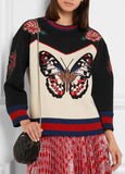 Embroidered Butterfly Bonded Cotton Jersey Studded Sweatshirt - DESIGNER INSPIRED FASHIONS