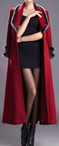Fur-Trimmed Long Single-Breasted Wool Coat