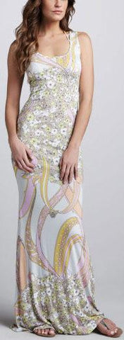 Long Printed Coverup Maxi Jersey Silk Tank Dress - DESIGNER INSPIRED FASHIONS