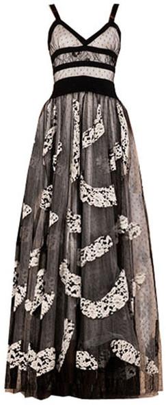 Black & White Floor-Length Paneled Mesh Sleeveless Gown - DESIGNER INSPIRED FASHIONS