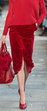 Red Velvet Midi Skirt
