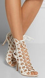 White Leather Cage Boots - DESIGNER INSPIRED FASHIONS