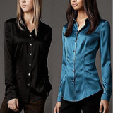 Slim-Fit Satin Shirt, Black