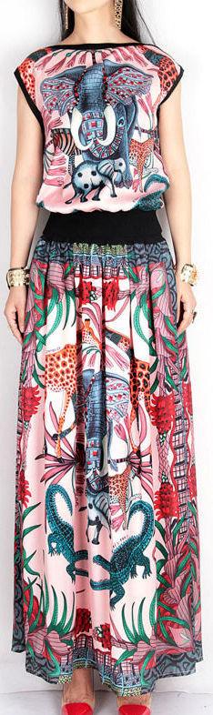 Jungle Print Sleeveless Top & Matching Maxi Skirt - DESIGNER INSPIRED FASHIONS