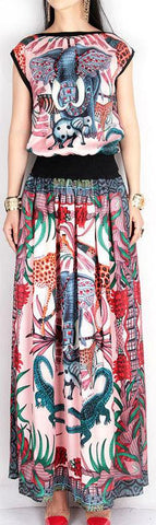 Jungle Print Sleeveless Top & Matching Maxi Skirt - DESIGNER INSPIRED FASHIONS