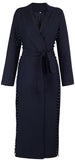 Bead-Embellished Mid-Calf Coat, Dark Blue