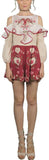 Embroidered Cold-Shoulder Ruffle Playsuit