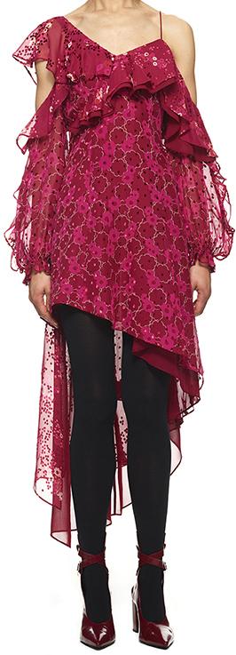 Asymmetric Devor̩ Print Dress