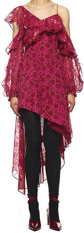 Asymmetric Devor̩ Print Dress