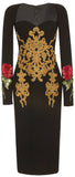 Black Embellished Fitted Dress