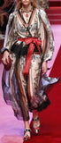 Printed Long-Sleeve Chiffon Dress