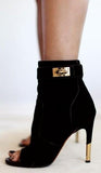 'Dunke' Suede Nappa Shark Lock Bootie - DESIGNER INSPIRED FASHIONS