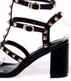 Rockstud Leather Sandals in Black or White - DESIGNER INSPIRED FASHIONS