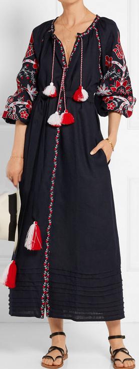 Poppy Embroidered Linen Maxi Dress