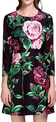 Rose Print Mini Dress