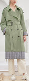Plaid-Trim Trench Coat