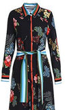 Floral-Printed Web-Stripe Maxi Dress -White or Black
