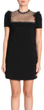 Black Embellished Tulle-Paneled Mini Dress