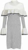 Stripe Knit Ruffle Dress