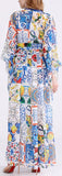 Tile-Print Chiffon Maxi Dress