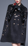 Embellished Wool-Blend Cape-Coat