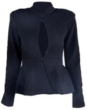 Open-Front Black Blazer-Top - DESIGNER INSPIRED FASHIONS