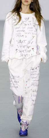 Printed Balloon Sleeve Top & Pant Set in White - DESIGNER INSPIRED FASHIONS